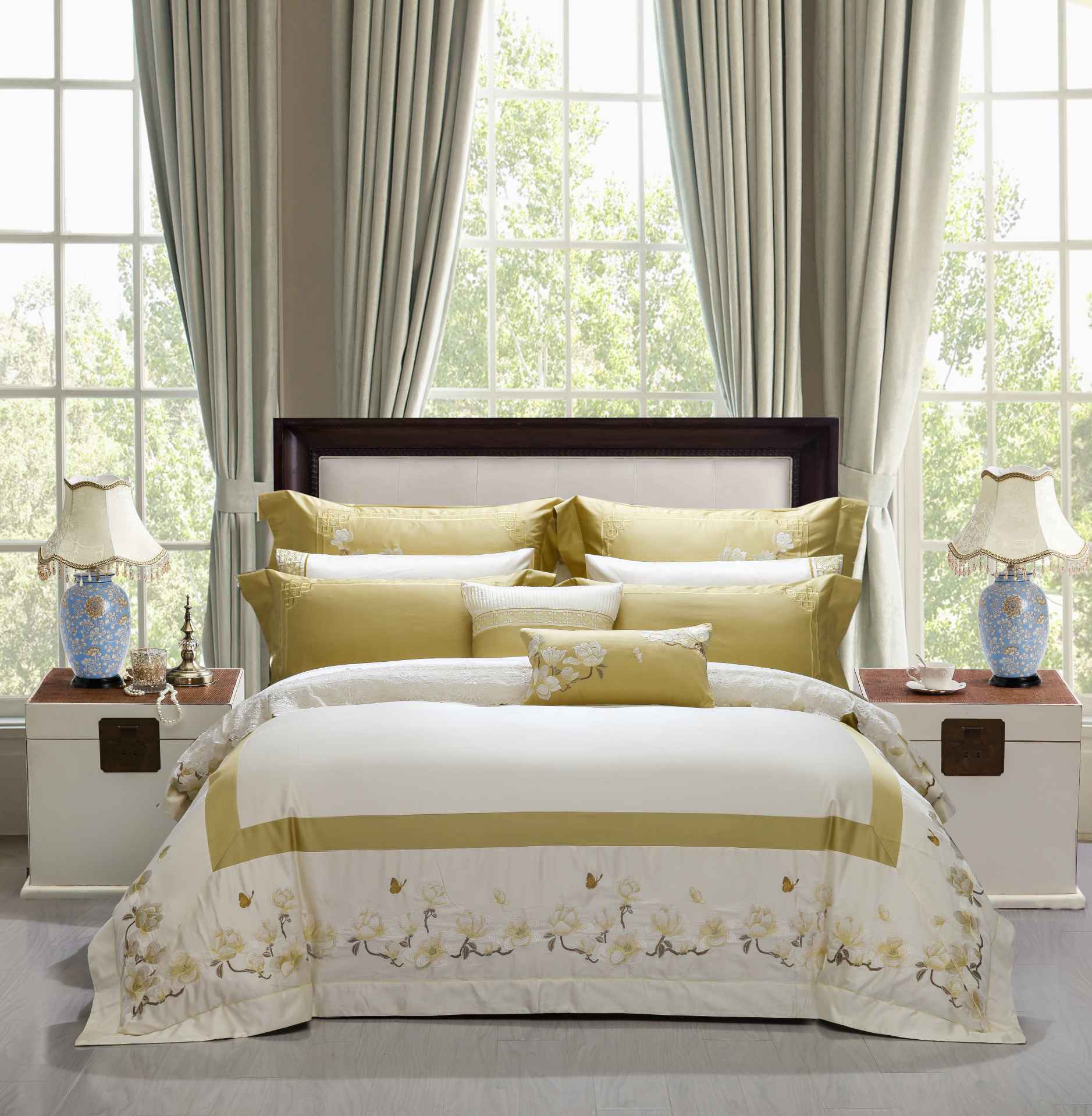 Daphne Magnolia Embroidery Cotton Bedding 6889 100% Cotton Printed image20