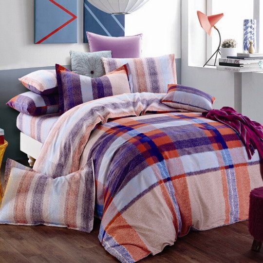 Daphne Herringbone Plaid Brushed Cotton Bed Sheet Set#M988 100% Cotton Printed image50