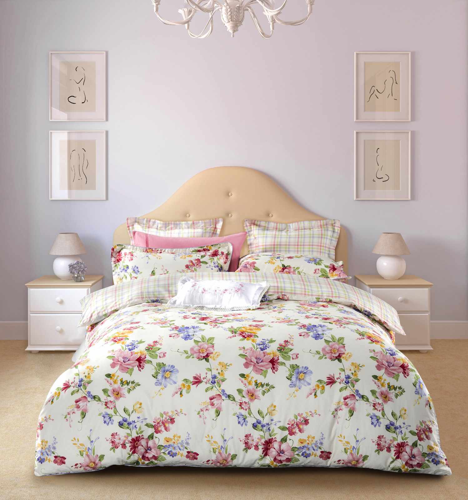 Daphne Magnolia Embroidery Cotton Bedding 6889 100% Cotton Printed image2