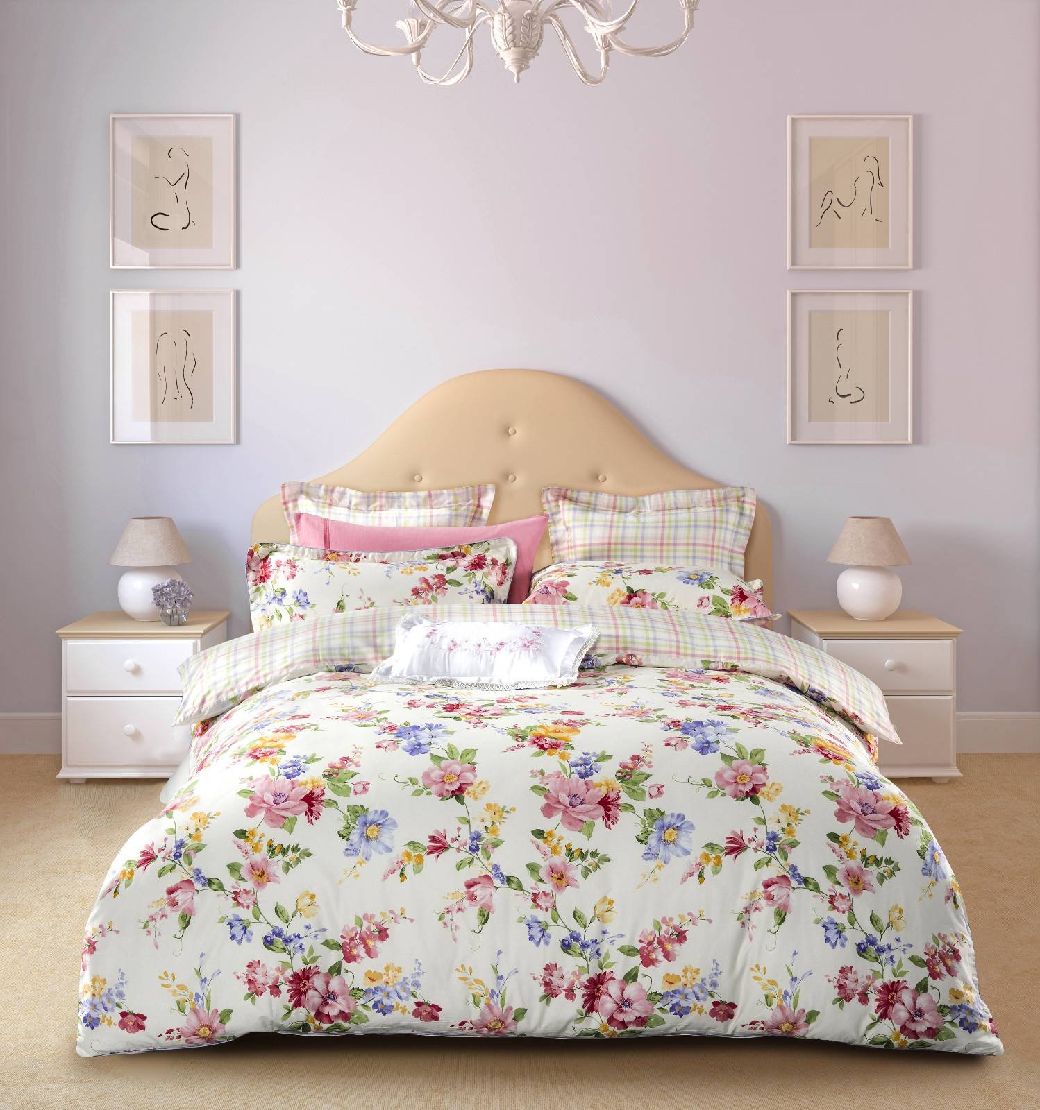 Daphne Patterned Cotton Floral Printing Bedroom Set  6786 100% Cotton Printed image42