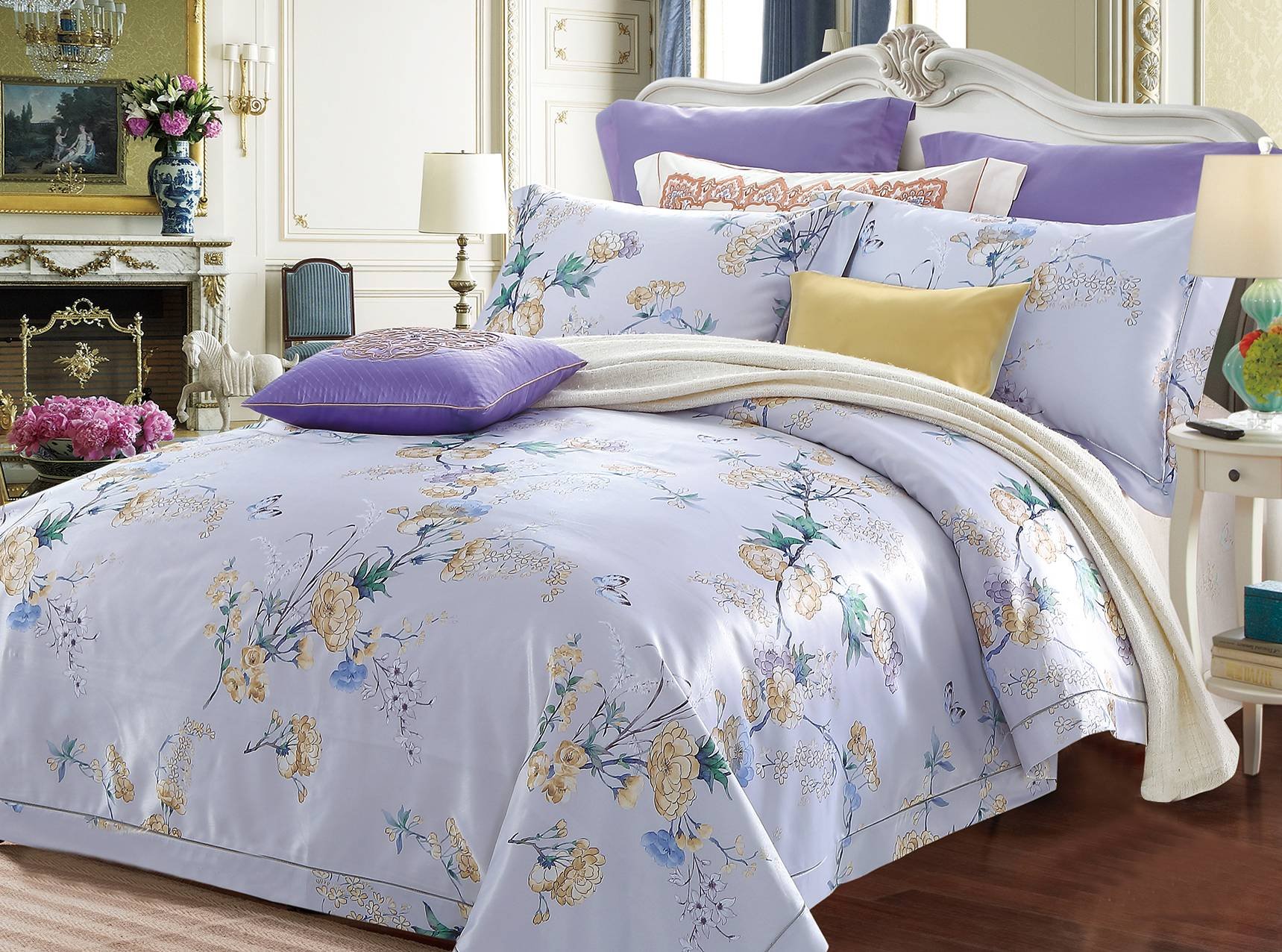 Daphne Floral Pattern Polyester Rayon Jacquard Bedding   6848 Jacquard Bedding Set image4