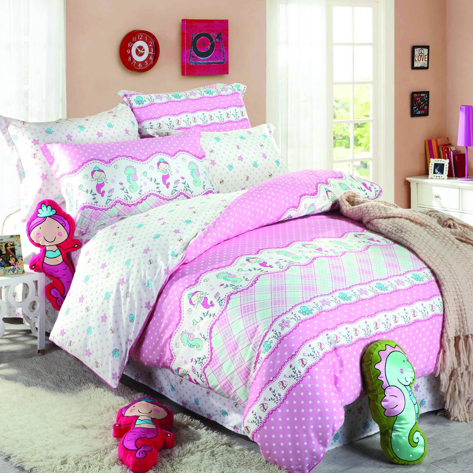 Daphne Adorable Mermaids Bedding Sheet Set Pure Cotton   #6818 Kids Bedding Set image3
