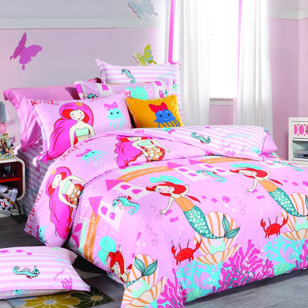 Daphne Pink Mermaid Cotton Bed Linen 200 Thread Count 6823 Kids Bedding Set image2