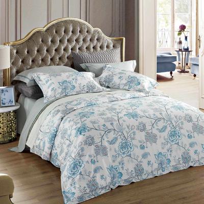 Blue Floral Pattern Printed Cotton Bedding Set