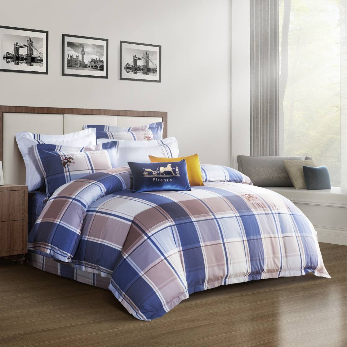 Daphne Classic Plaid Printing Duvet Cover Set  Long-staple Cotton 6825 100% Cotton Printed image37