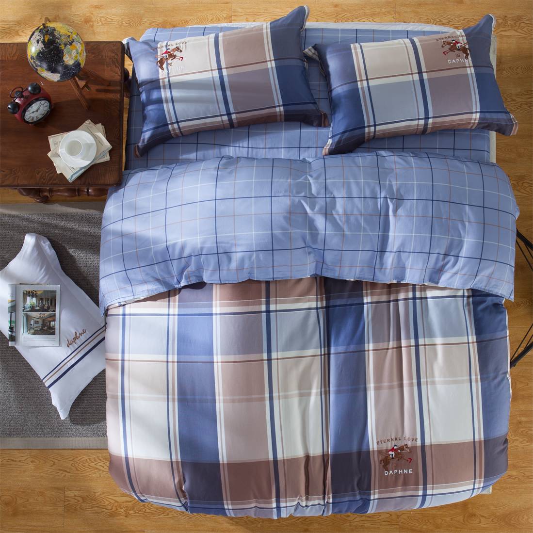 Daphne Classic Plaid Printing Duvet Cover Set  Long-staple Cotton 6825 100% Cotton Printed image37